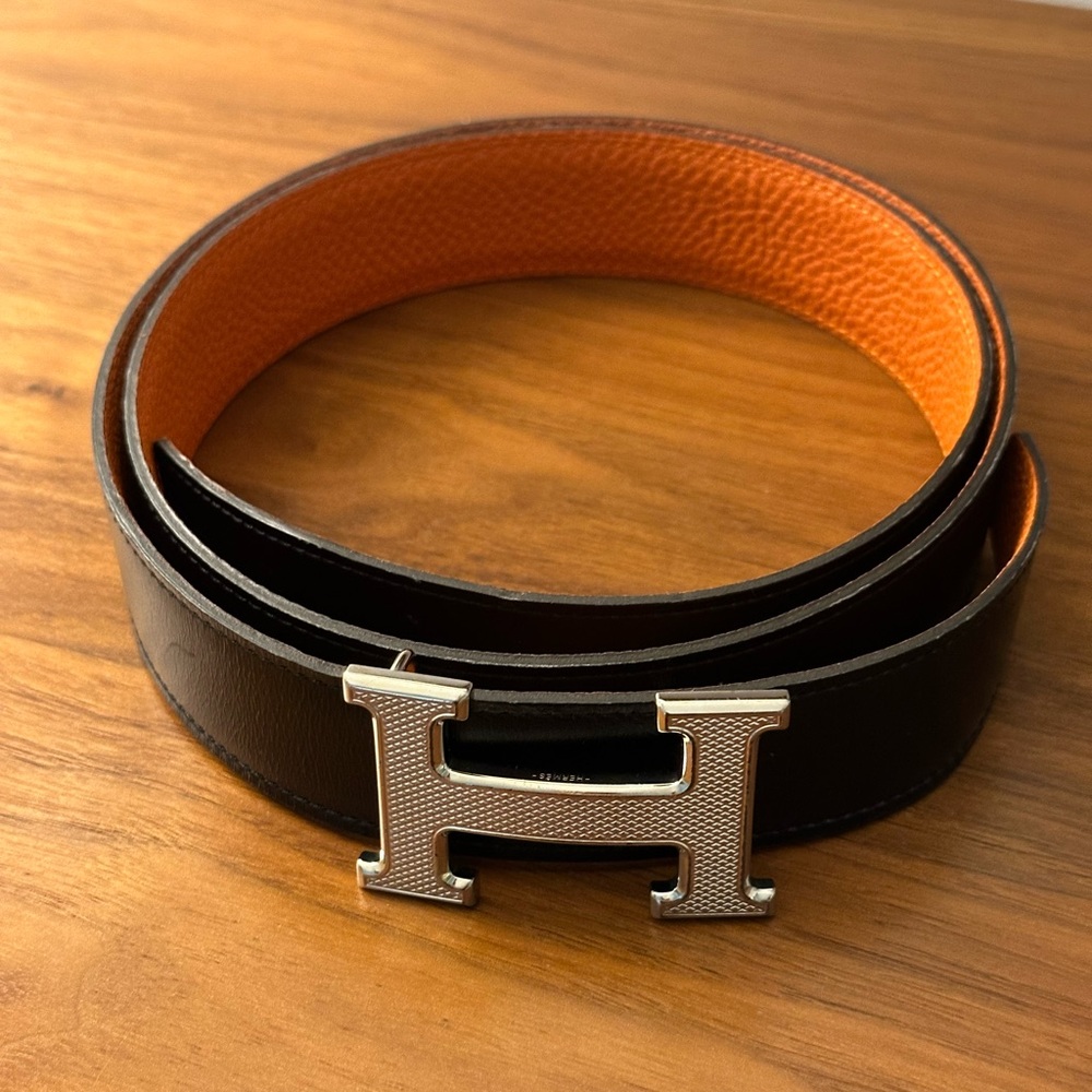 Hermes H belt buckle & Reversible leather strap